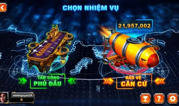 Làm Chủ Chiến Trường Bắn Cá Đại Chiến B52 V999 Với Hỏa Lực Vô Song 2 Chọn nhiệm vụ trong game Bắn Cá Đại Chiến B52 V999