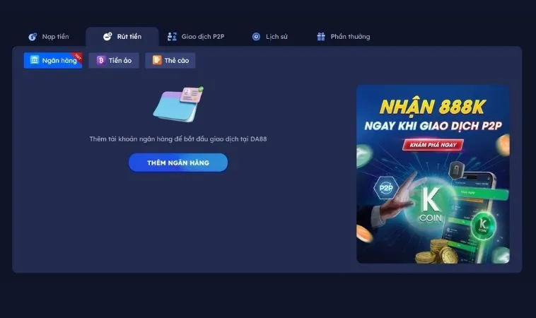 Giao diện rút tiền V999