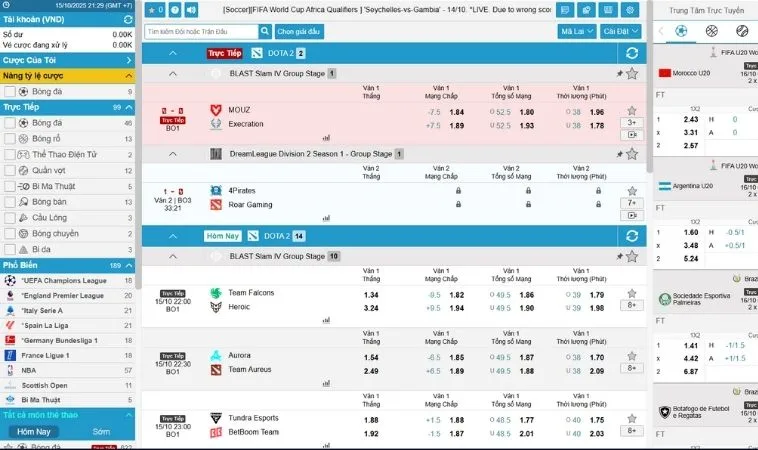 Chinh Phục Đấu Trường Thể Thao Điện Tử V999 Bất Bại Ngay Hôm Nay 2 Giao diện đặt cược kèo Thể Thao Điện Tử V999